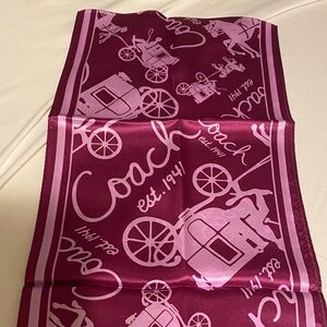 Coach Silk Burgundy and Pink Carriage Scarf